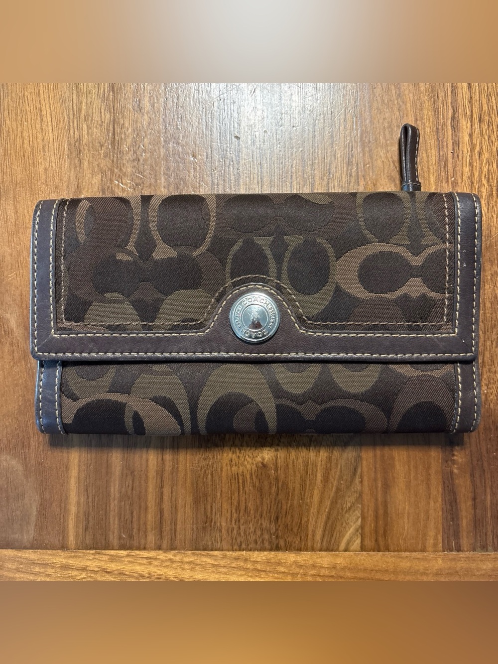 Coach Brown Signature Canvas Continental Wallet